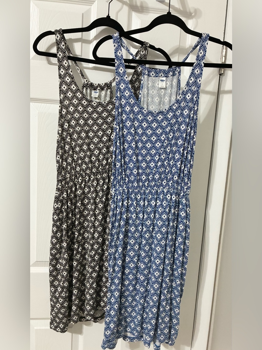 Old Navy Racerback Dresses Size Small Lot of 2 Geometric prints blue + black
